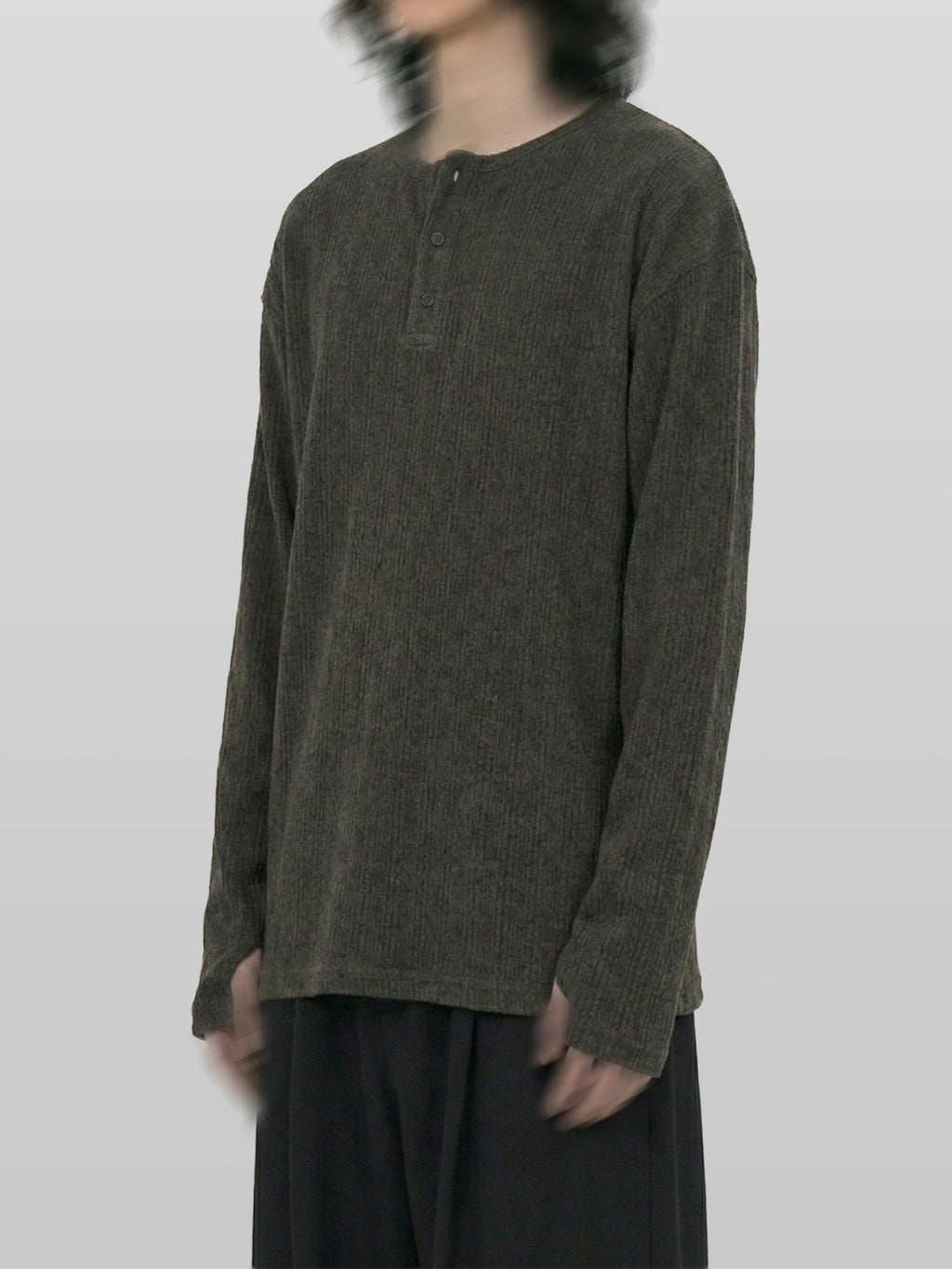 Fingerhole Henley Neck Knit