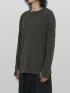 Henley Neck Knit Charcoal – Front view | clean essentials / minimalist | UNPROVEN