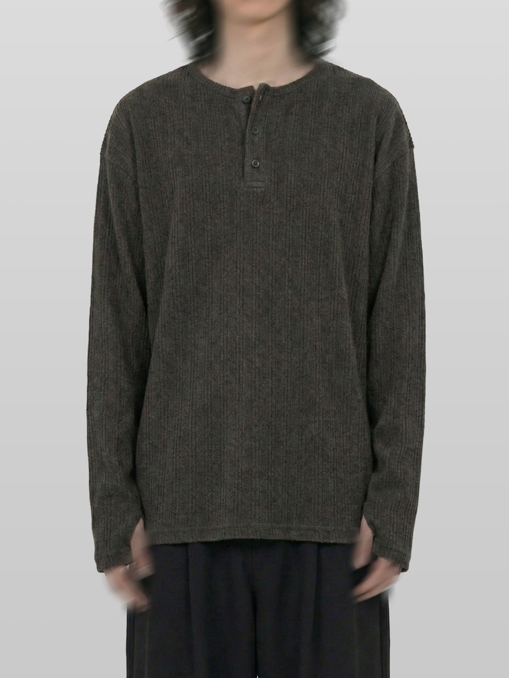 Fingerhole Henley Neck Knit