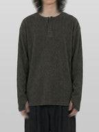 Fingerhole Henley Neck Knit charcoal – Front view | clean essentials / relaxed fit | UNPROVEN