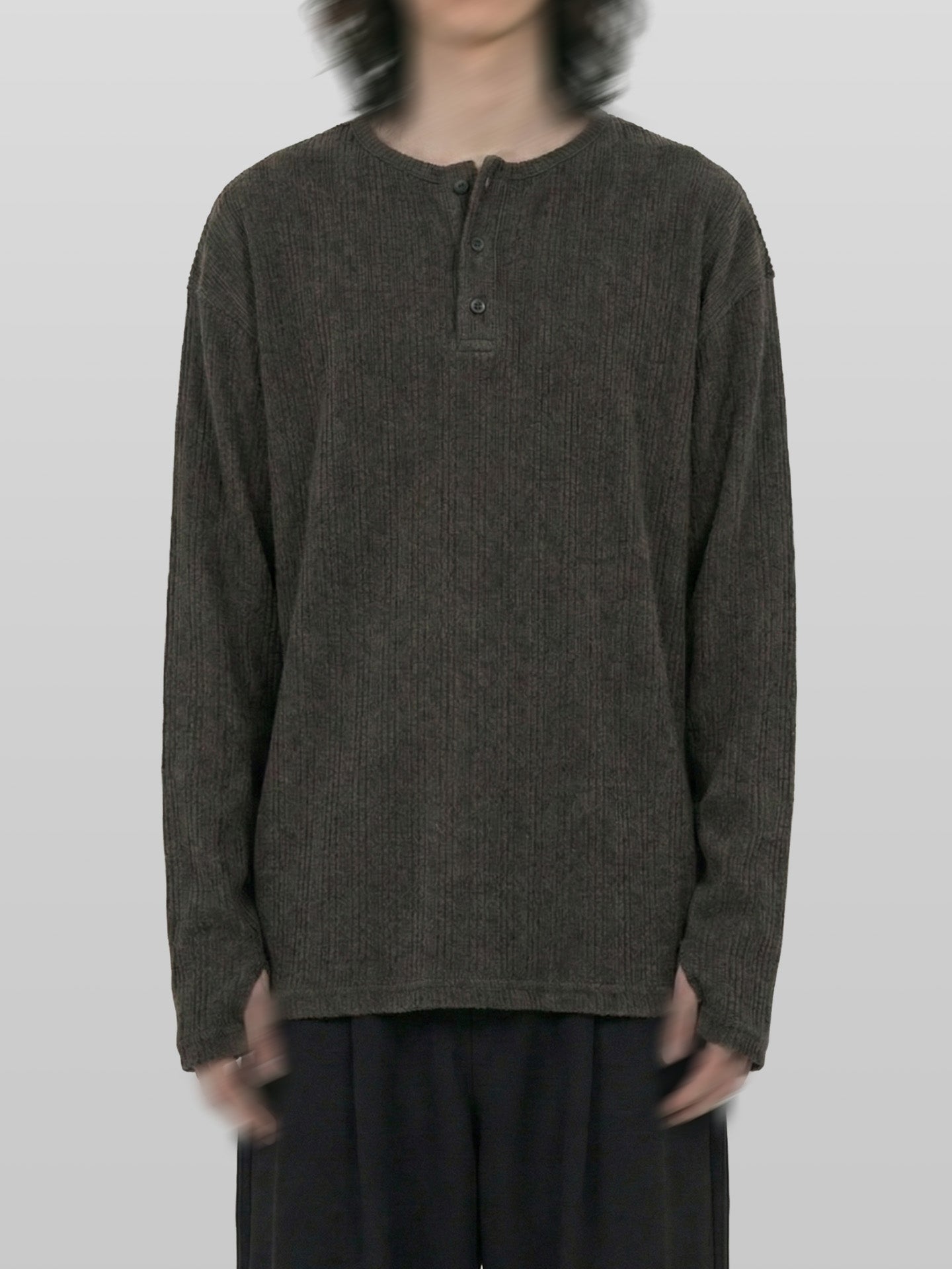 Fingerhole Henley Neck Knit