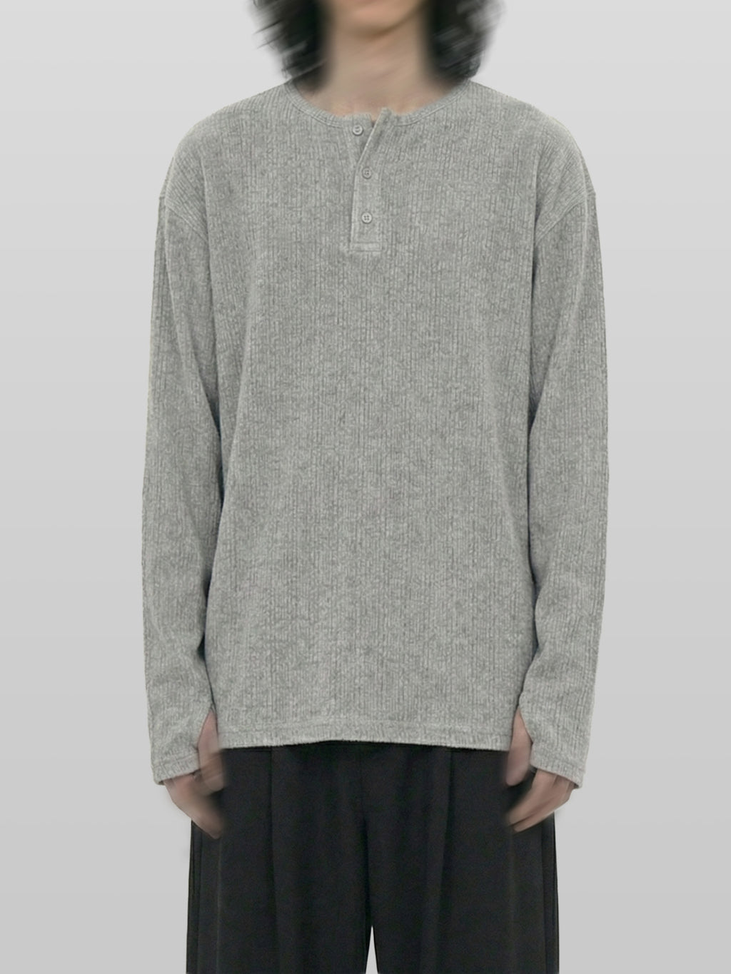 Fingerhole Henley Neck Knit