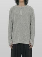 Henley Neck Knit Gray-1 – Front view | clean essentials / minimalist | UNPROVEN