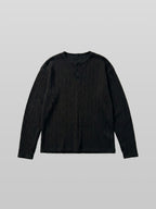 Henley Neck Knit Black – Front view | clean essentials / minimalist | UNPROVEN