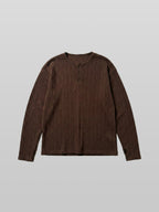 Henley Neck Knit Brown – Front view | clean essentials / minimalist | UNPROVEN