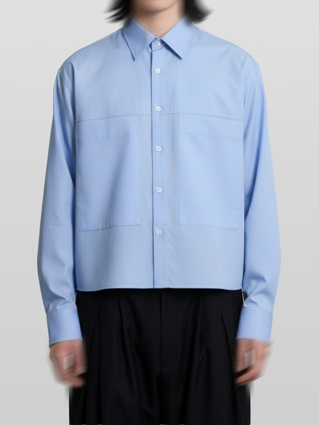 Front Pocket Cropped Shirt