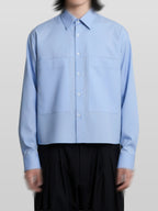 Pocket Cropped Shirt Sky-Blue front - cleanfit minimal - UNPROVEN