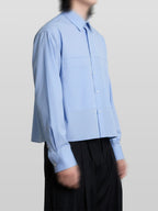 Pocket Cropped Shirt Sky-Blue front - cleanfit minimal - UNPROVEN