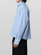 Pocket Cropped Shirt Sky-Blue front - cleanfit minimal - UNPROVEN