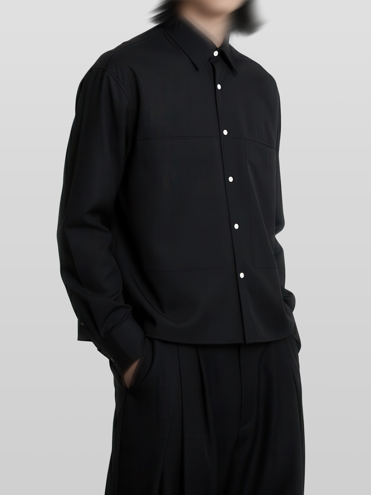 Front Pocket Cropped Shirt