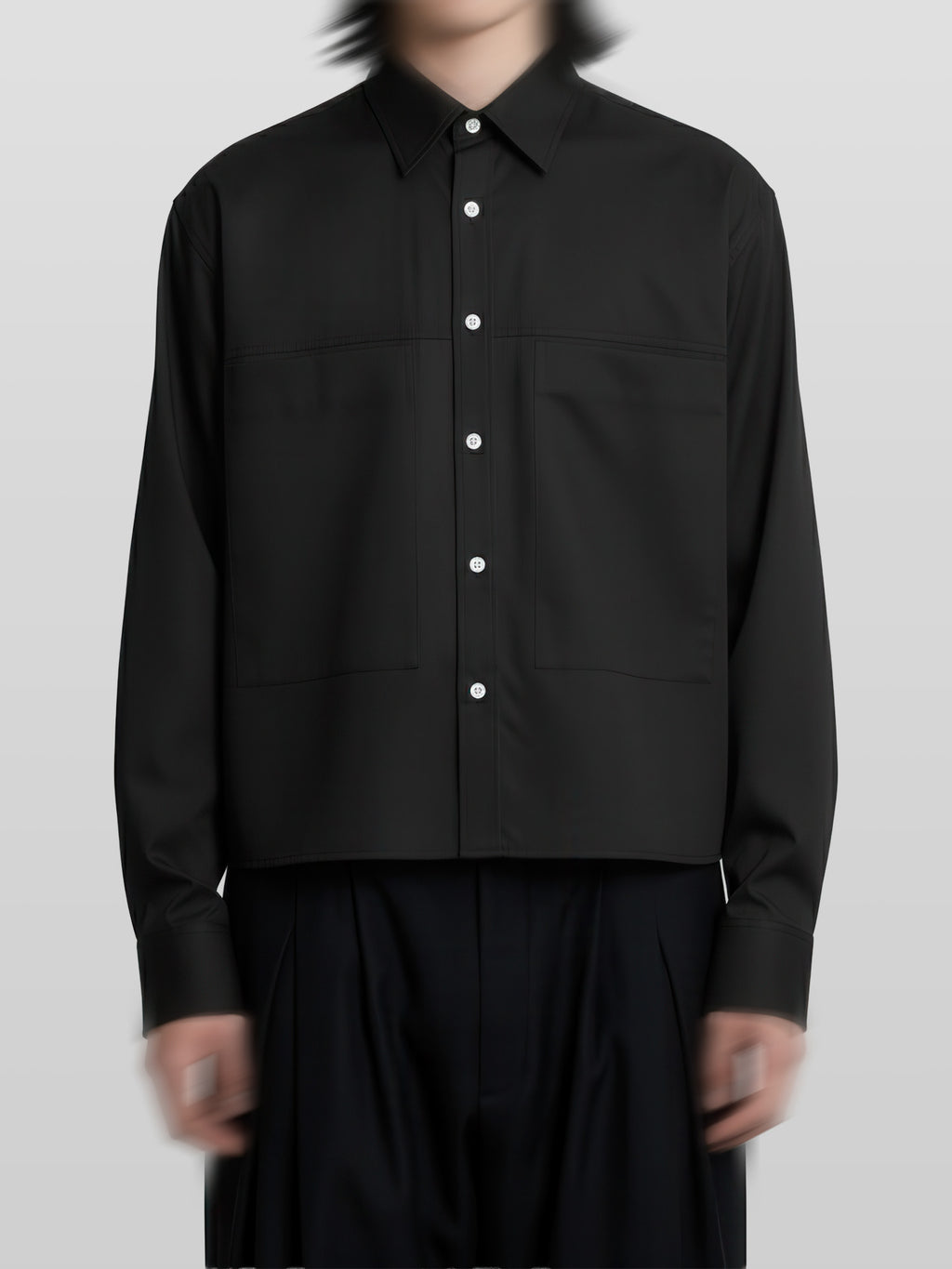 Front Pocket Cropped Shirt