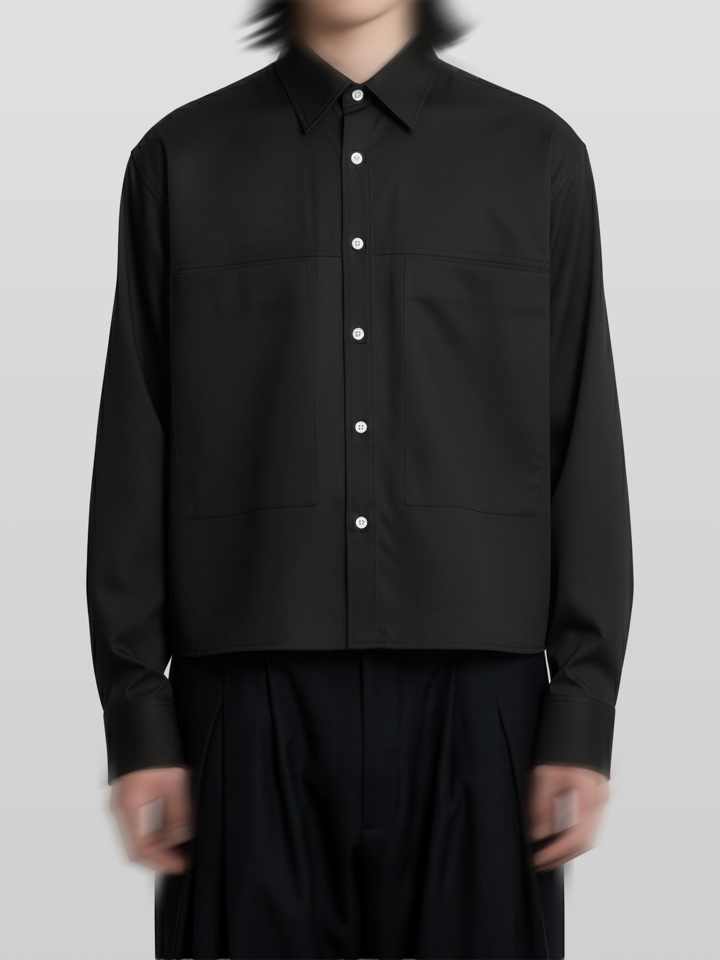 Front Pocket Cropped Shirt
