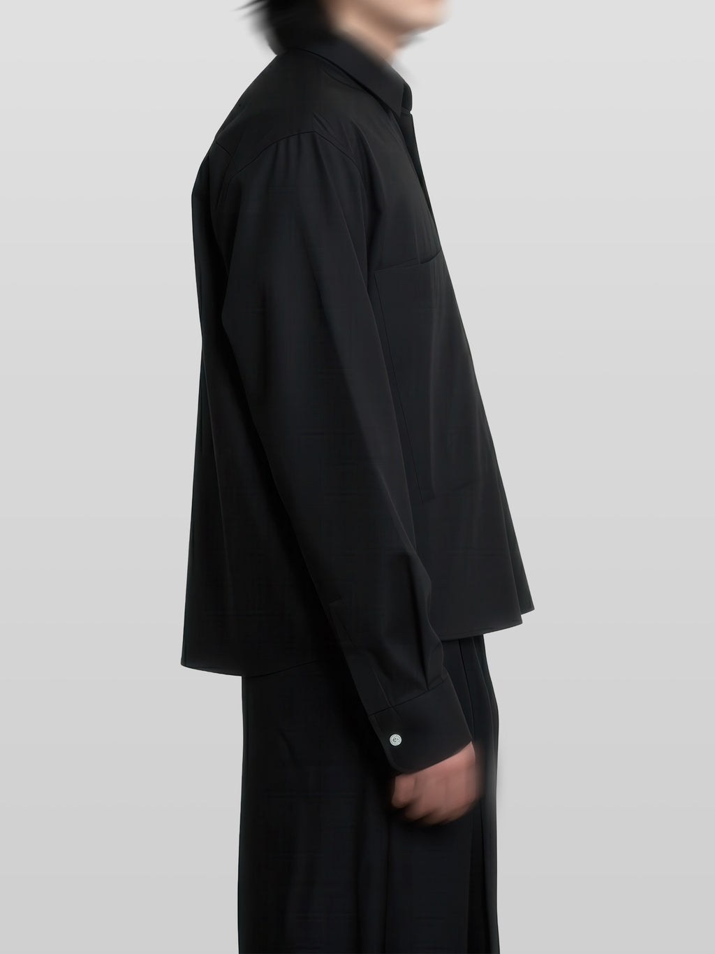 Front Pocket Cropped Shirt