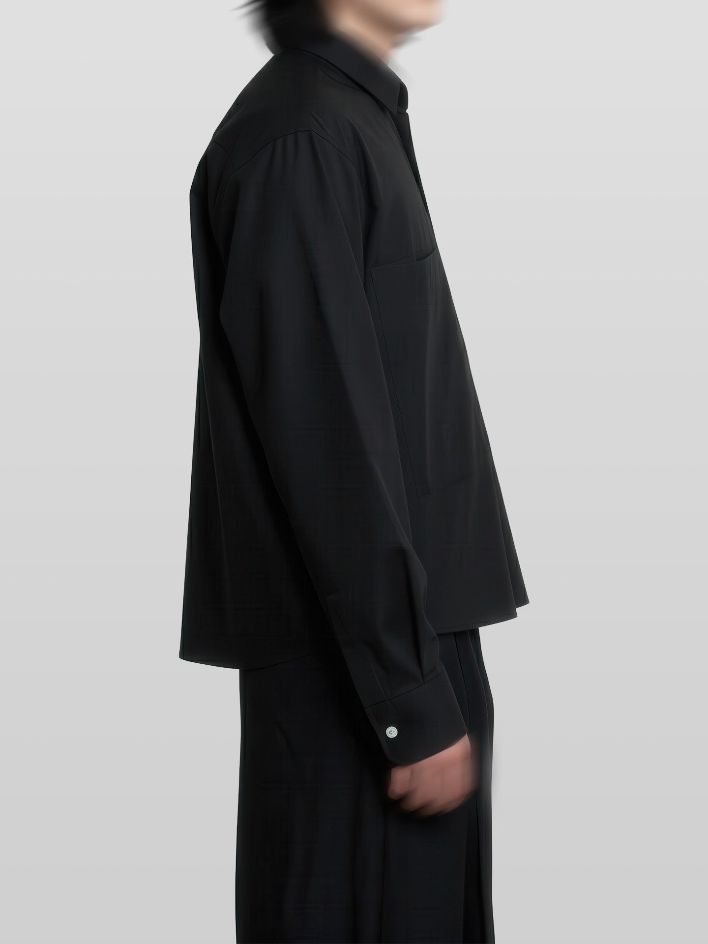 Front Pocket Cropped Shirt