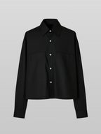 Pocket Cropped Shirt Black front - cleanfit minimal - UNPROVEN