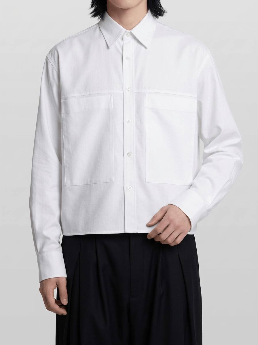 Front Pocket Cropped Shirt