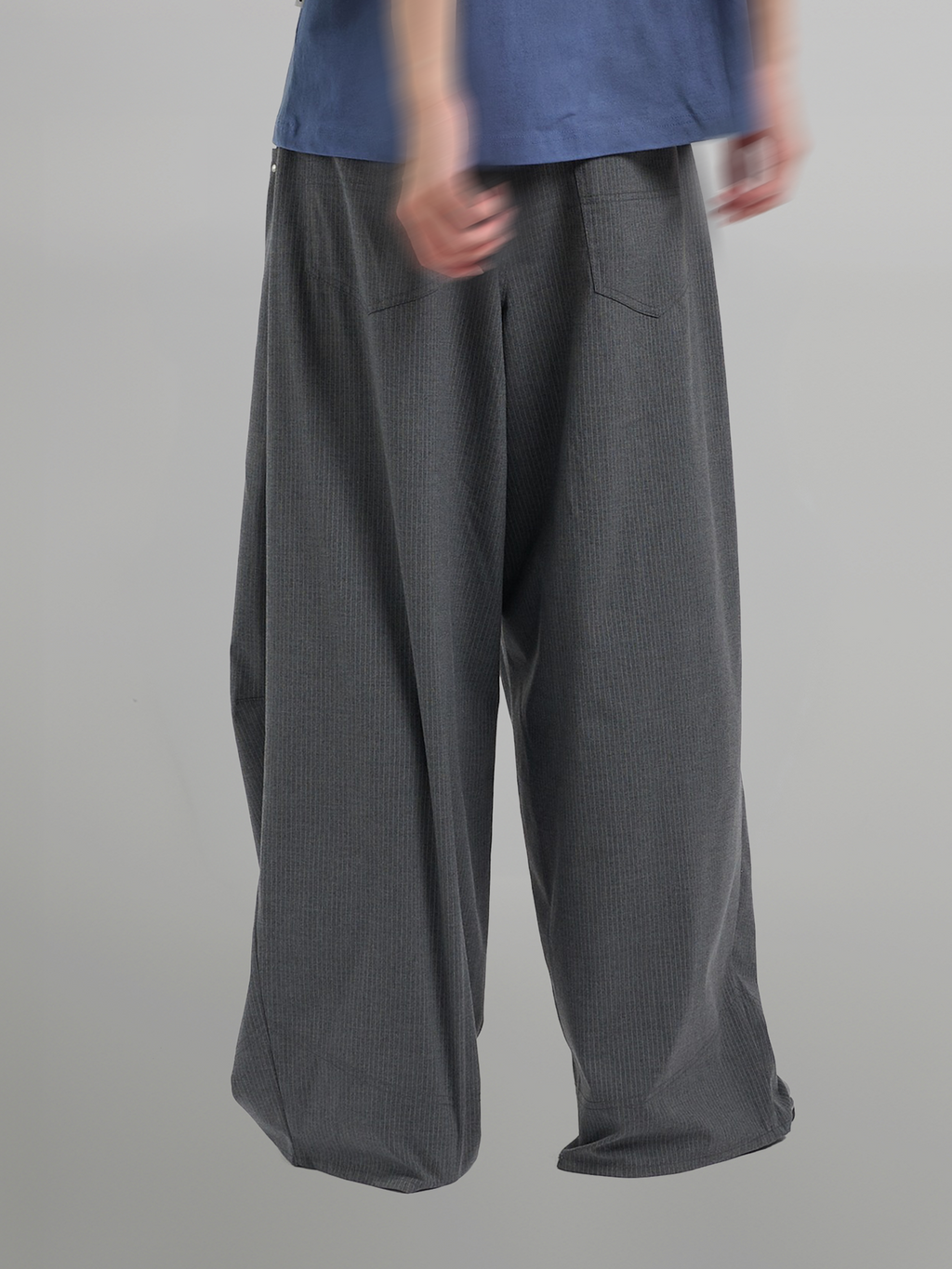 Silver Studded Striped Wide Pants