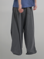 Studded Striped Wide Pants Gray-1 – Front view | clean essentials / minimalist | UNPROVEN