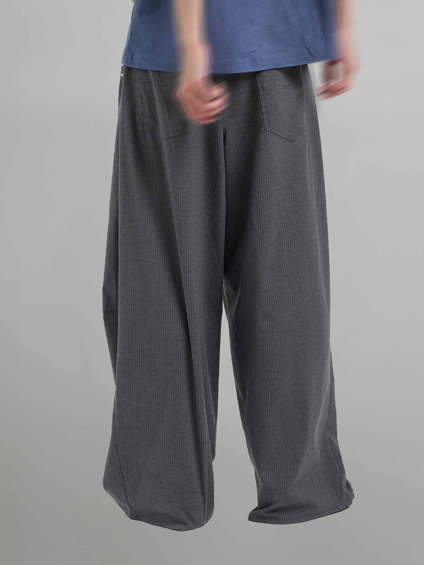 Silver Studded Striped Wide Pants