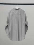 Cut-Off Hem Stripe Shirt – Back view | relaxed tailoring / semi-wide fit | UNPROVEN