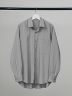 Cut-Off Hem Stripe Shirt – Front view | relaxed tailoring / semi-wide fit | UNPROVEN