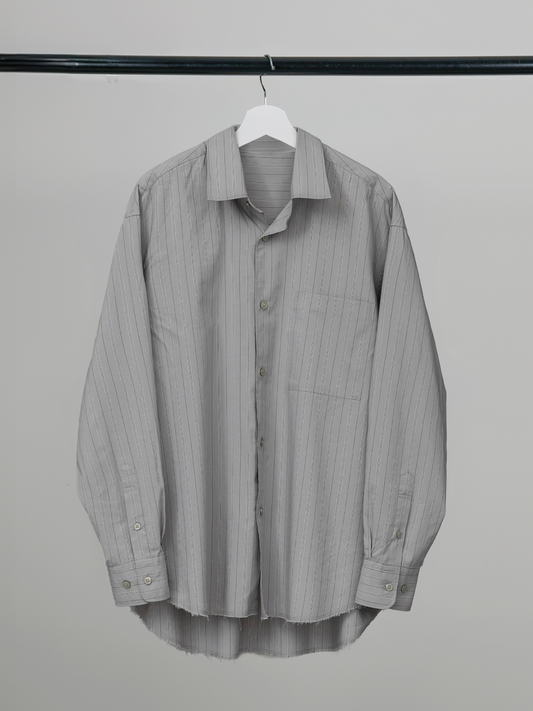 Cut-Off Hem Stripe Shirt