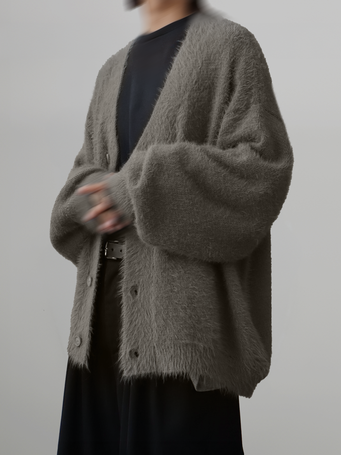 Oversized Shaggy Knit Cardigan