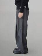 Striped Pants Gray-1 – Front view | clean essentials / minimalist | UNPROVEN