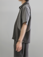 Zip-Up Shirt Charcoal – Front view | clean essentials / minimalist | UNPROVEN
