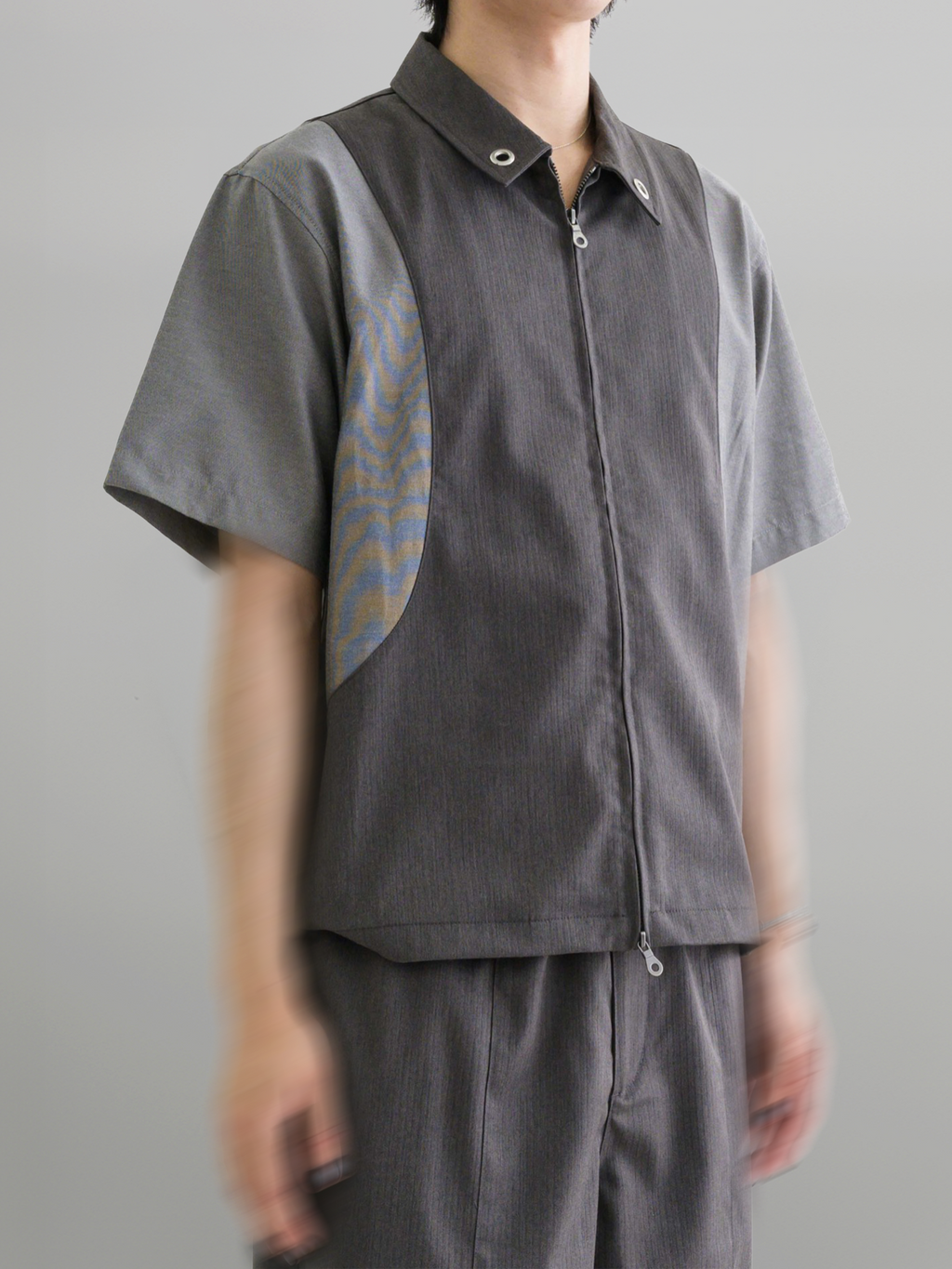 Eyelet Zip-Up Shirt