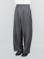 Pleat Wide Pants Gray-1 front - cleanfit minimal - UNPROVEN