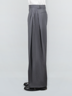 Pleat Wide Pants Gray-1 front - cleanfit minimal - UNPROVEN