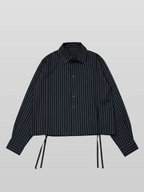 Layered Shirring Shirt Black – Front view | clean essentials / minimalist | UNPROVEN