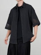 Mesh Shirt Charcoal – Front view | clean essentials / minimalist | UNPROVEN