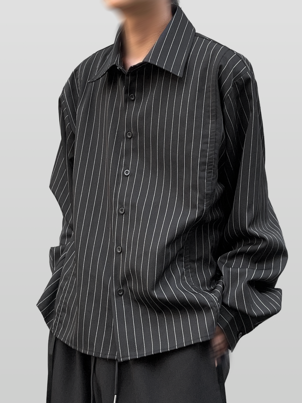 Stripe Layered Shirring Shirt