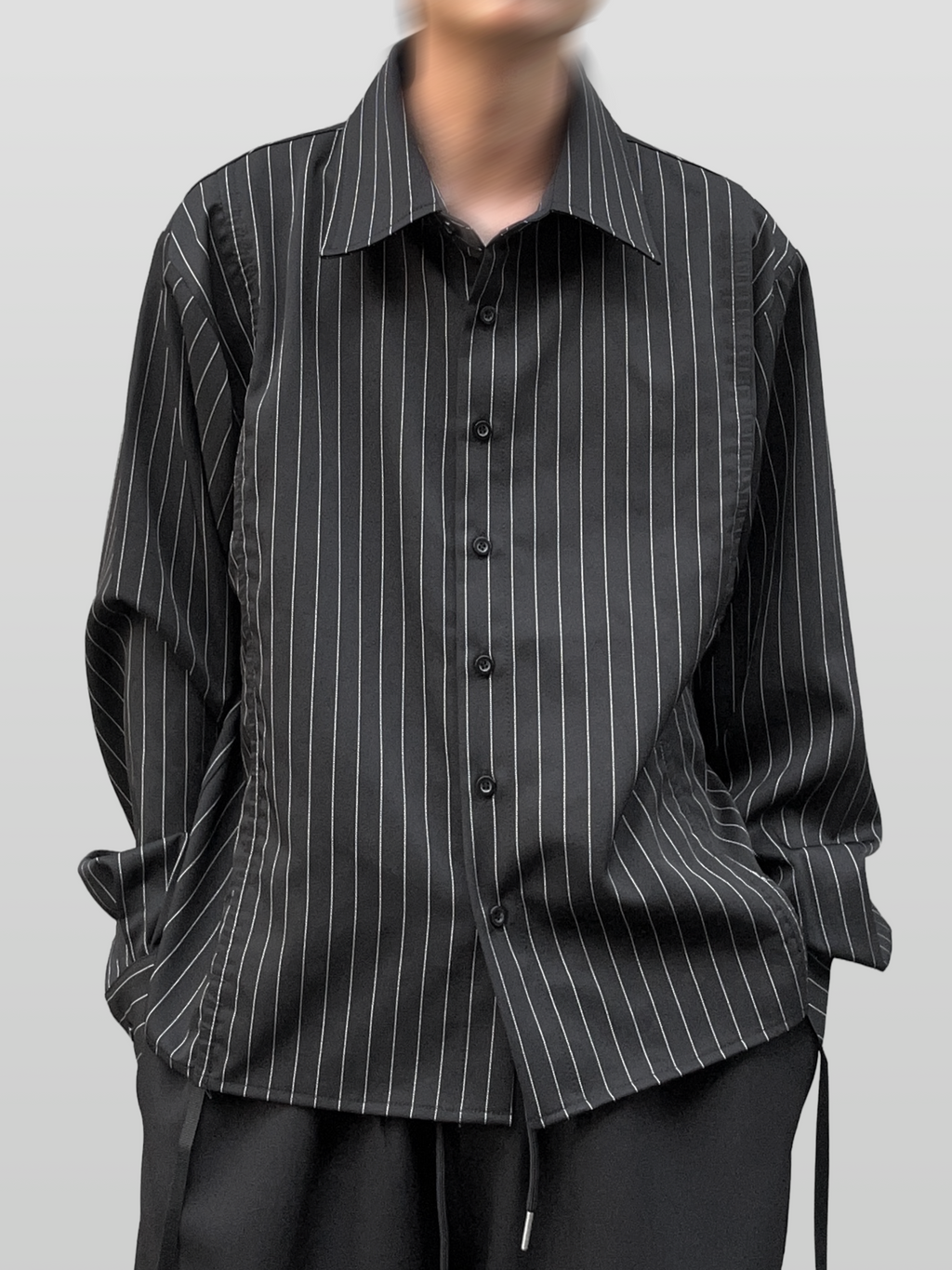 Stripe Layered Shirring Shirt