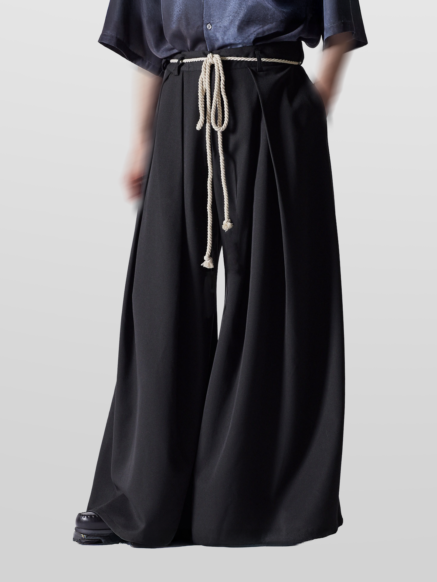 Hakama Pants with Rope Belt Black - Mens Wide Pants – UNPROVEN.STUDIO