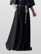 Hakama Pants with Rope Belt black – Detail | wide-leg / pleated / relaxed tailoring | UNPROVEN
