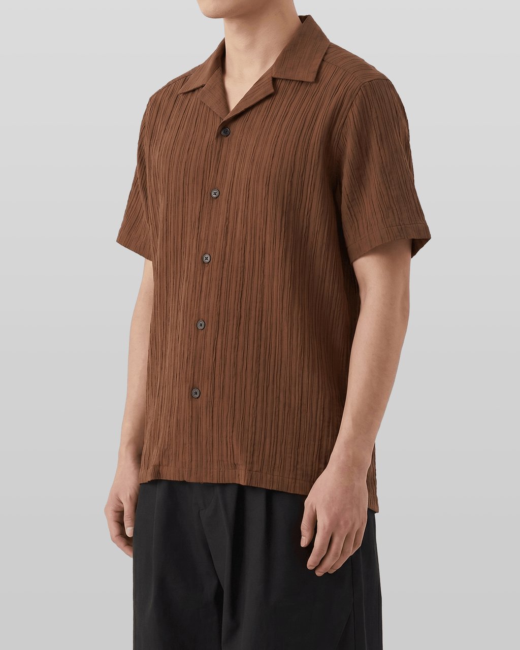Hazel Pleated Open Collar Shirt