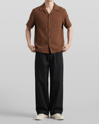 Hazel Pleated Open Collar Shirt