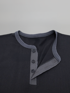 Henley Neck T-Shirt Charcoal – Front view | clean essentials / minimalist | UNPROVEN