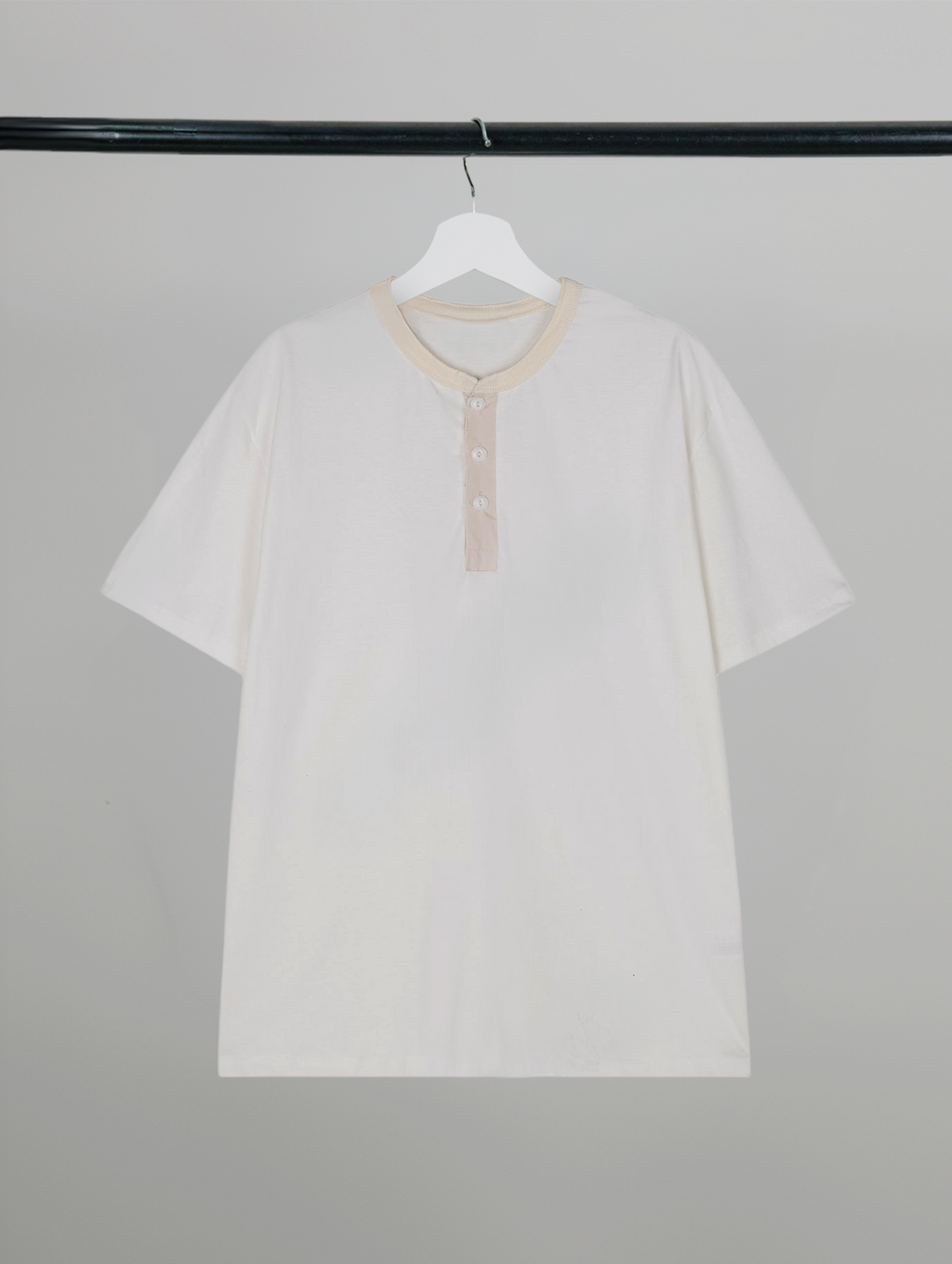Contrast Henley Neck T-Shirt