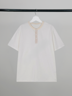 Contrast Henley Neck T-Shirt white – Front view | clean essentials / relaxed fit | UNPROVEN