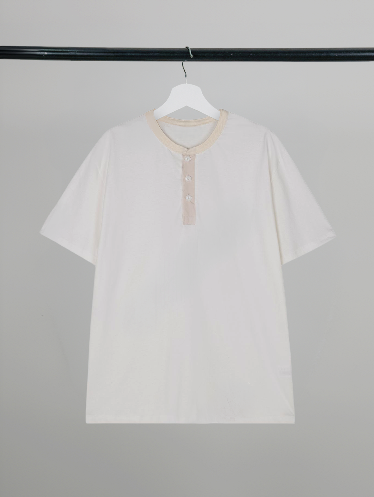 Contrast Henley Neck T-Shirt
