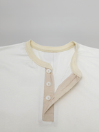 Henley Neck T-Shirt White – Front view | clean essentials / minimalist | UNPROVEN