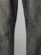 Curved Cargo Denim Jeans Indigo-Blue – Front view | clean essentials / minimalist | UNPROVEN