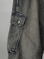 Curved Cargo Denim Jeans Indigo-Blue – Front view | clean essentials / minimalist | UNPROVEN