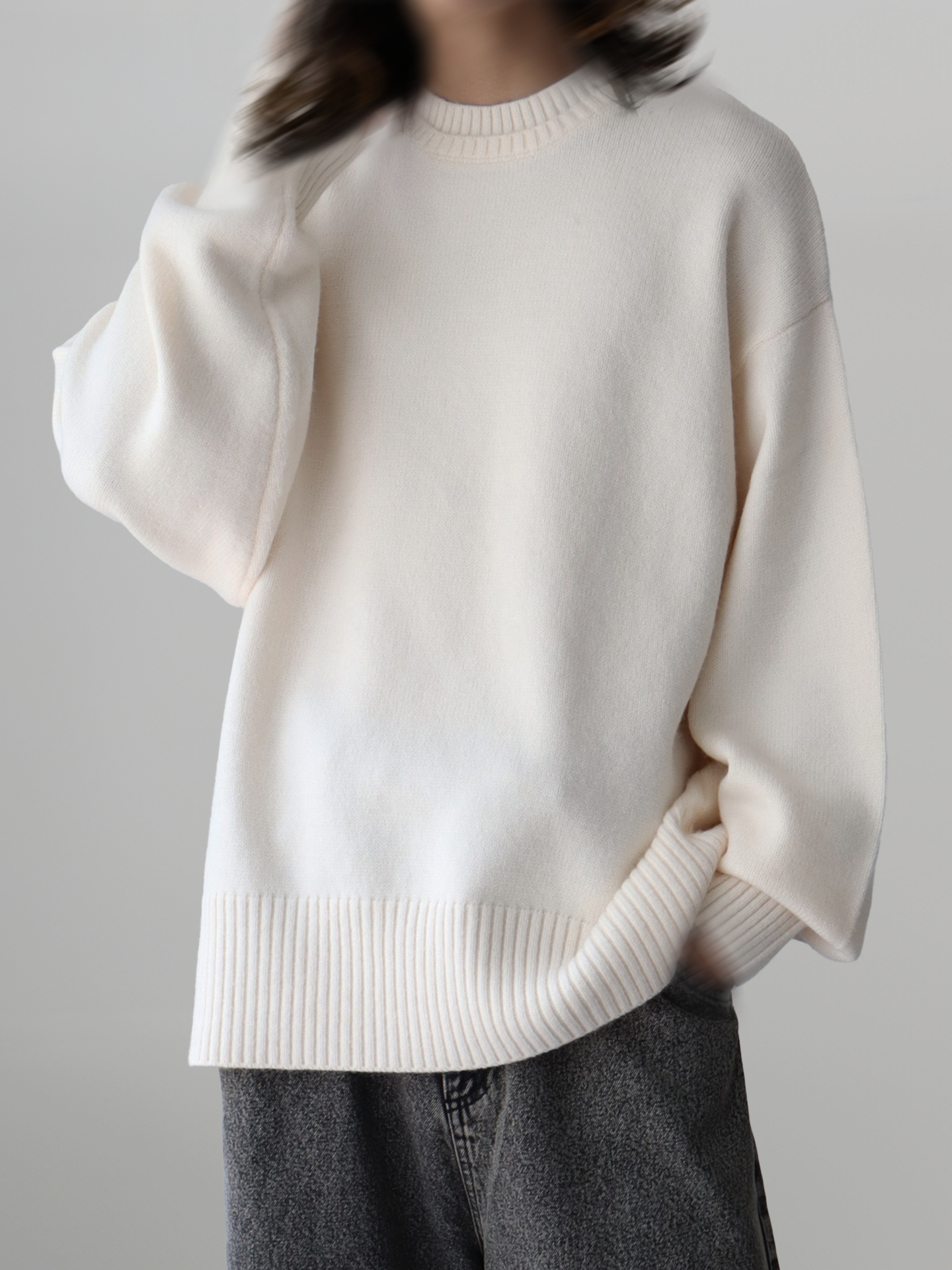 Double-Collar Crewneck Knit