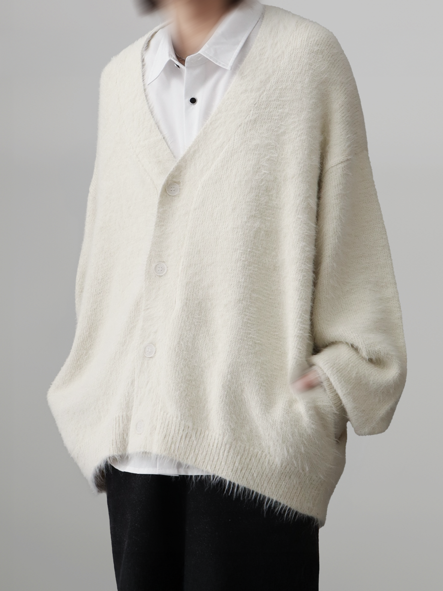 Oversized Shaggy Knit Cardigan