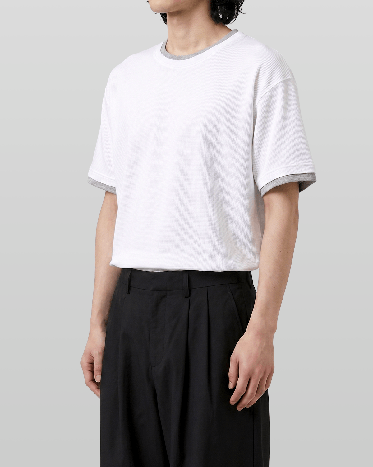 Layered Waffle Short Sleeve T-Shirt White